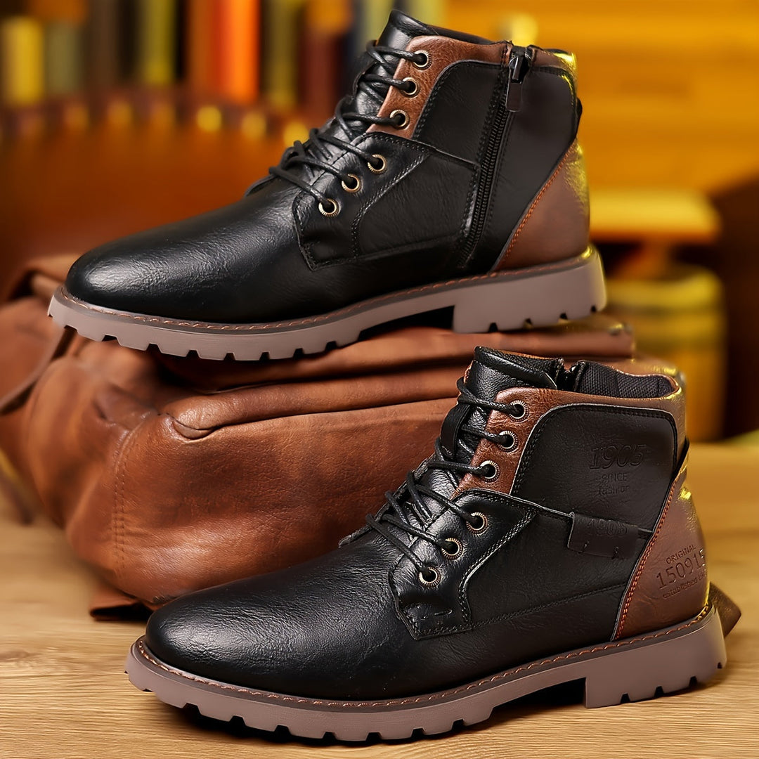 Rugged Lace-Up Ankle Boots