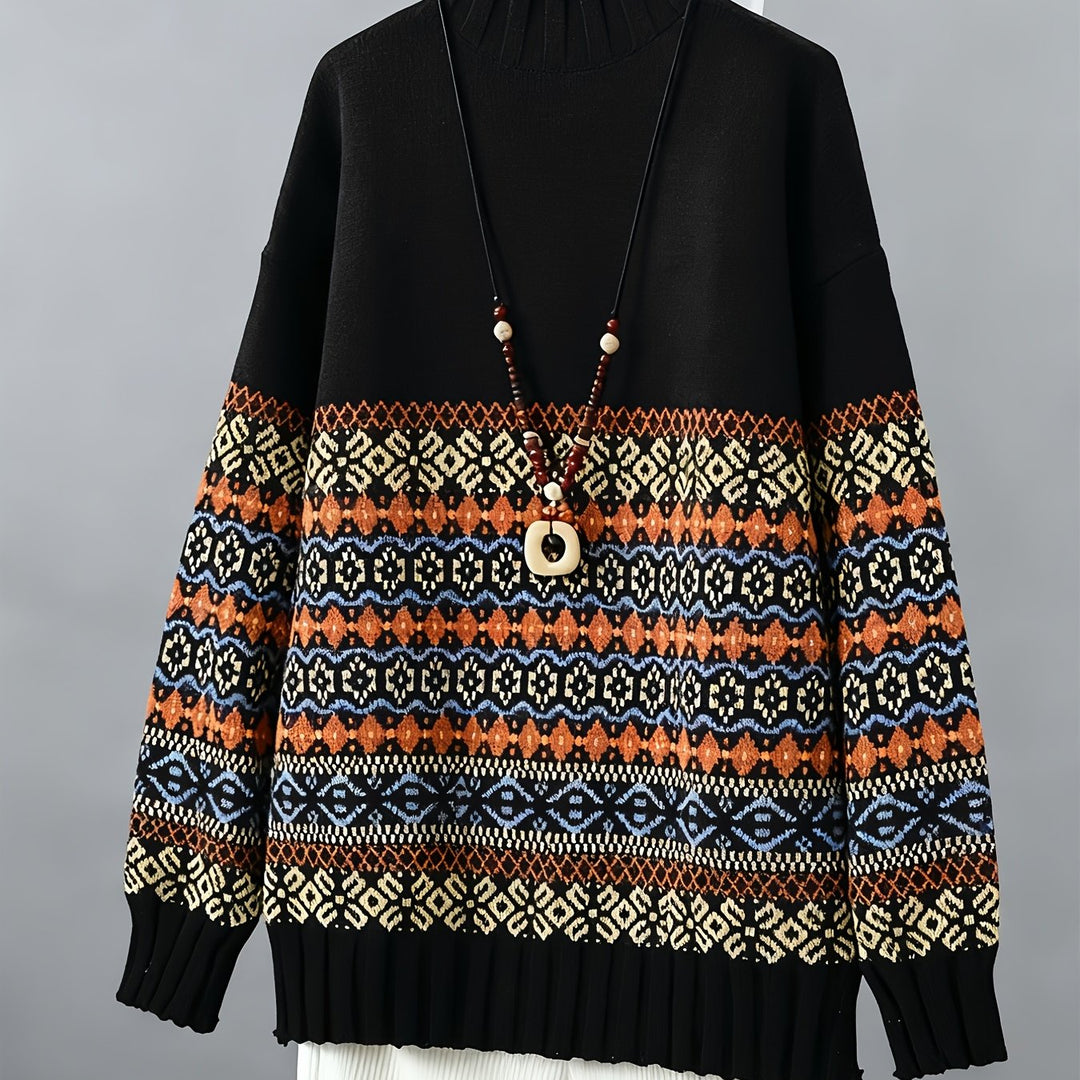 Vintage Jacquard Loose-Fit Sweater