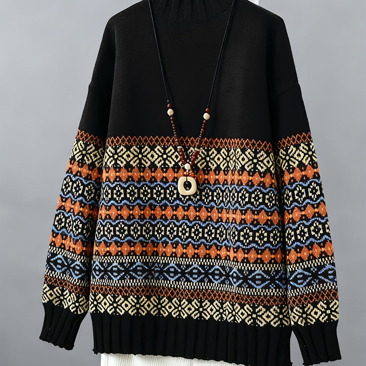 Vintage Jacquard Loose-Fit Sweater