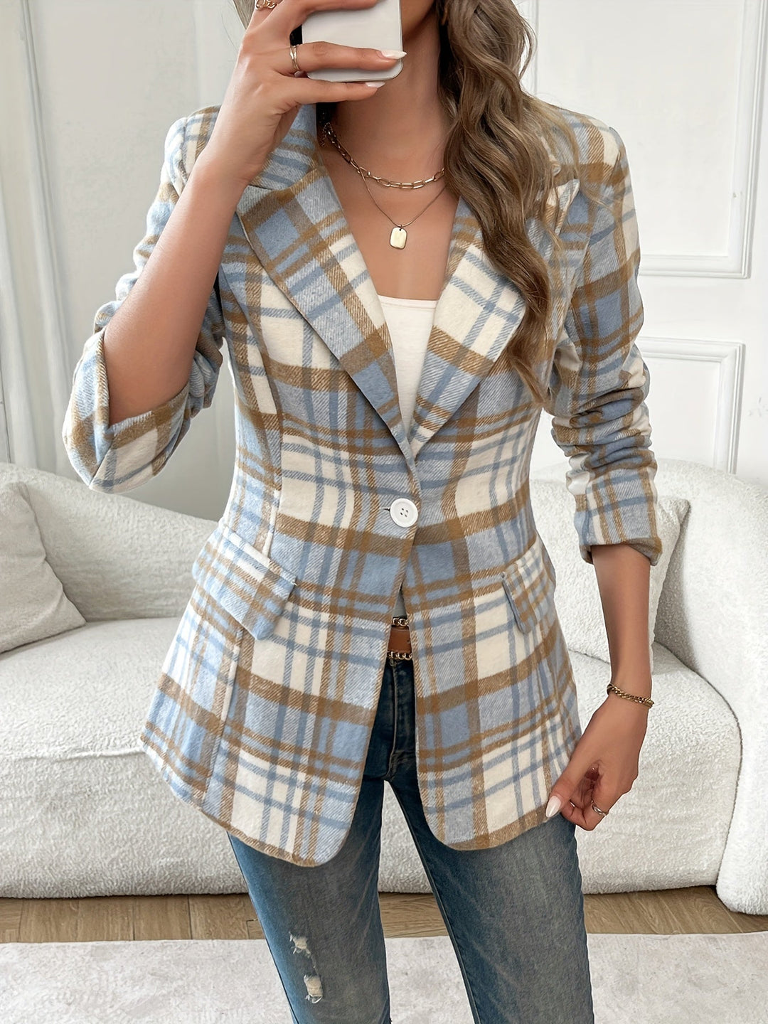 Refined Checked Blazer