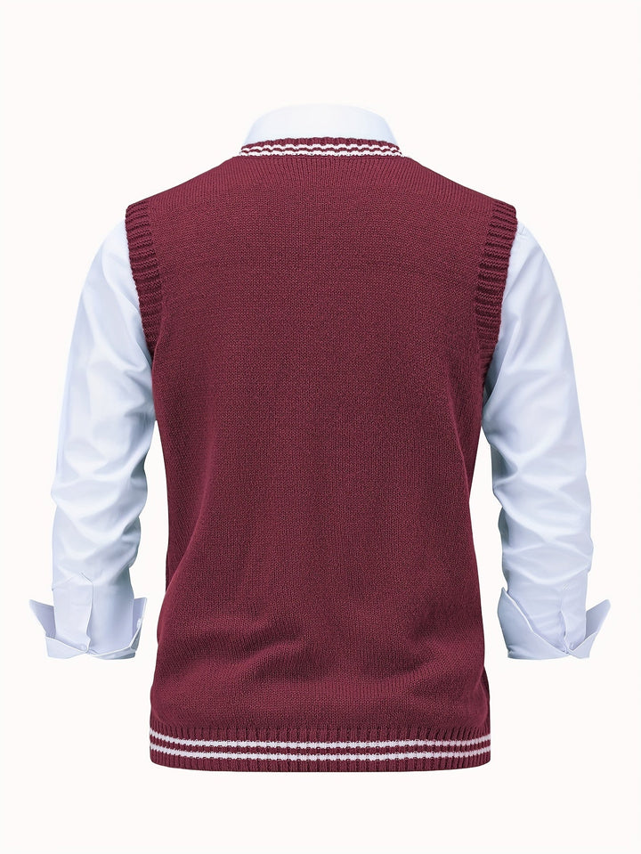 Cable-Knit V-Neck Sweater Vest