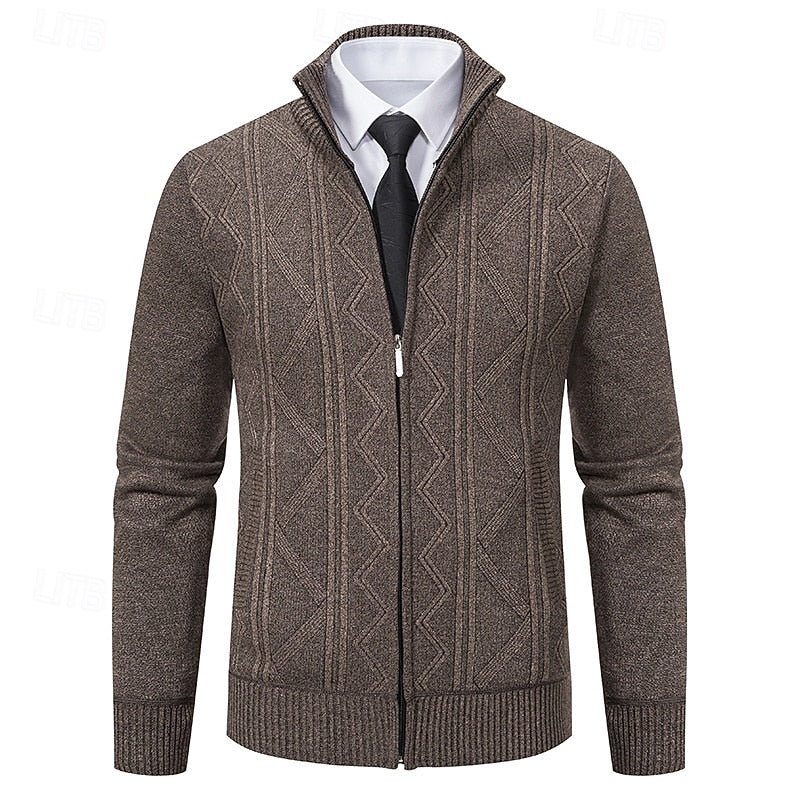 Textured Zip-Up Cardigan