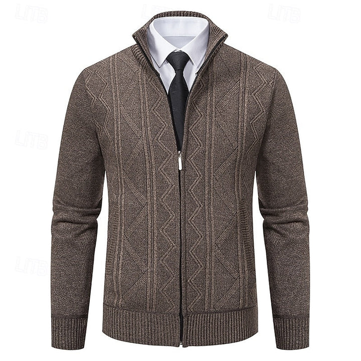 Textured Zip-Up Cardigan