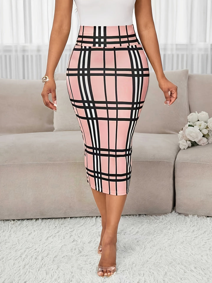 Refined Plaid Pencil Skirt