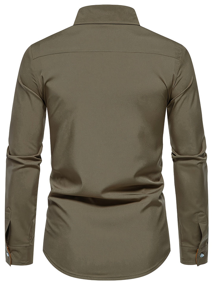 Contrast Trim Button-Up Shirt