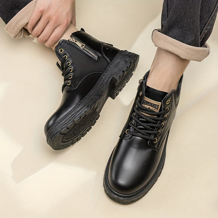 Rugged High-Top Lace-Up Boots