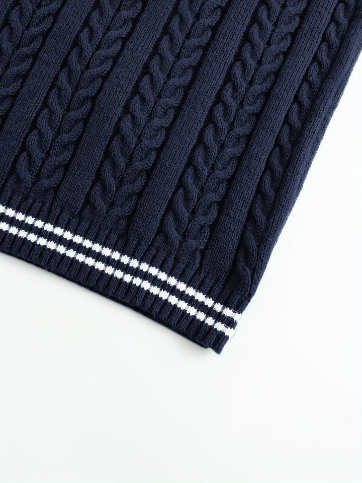Cable-Knit V-Neck Sweater Vest