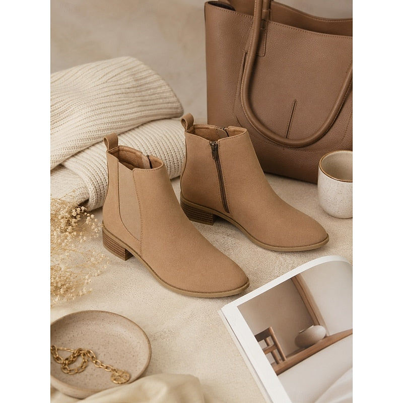 Pointed-Toe Block Heel Ankle Boots