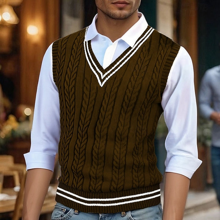 Cable-Knit V-Neck Sweater Vest