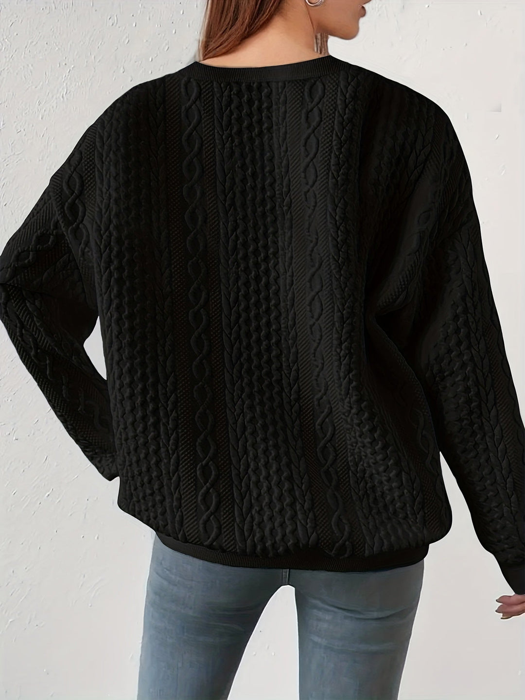 Textured Cable-Knit Sweatshirt