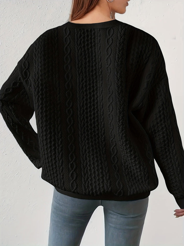 Textured Cable-Knit Sweatshirt