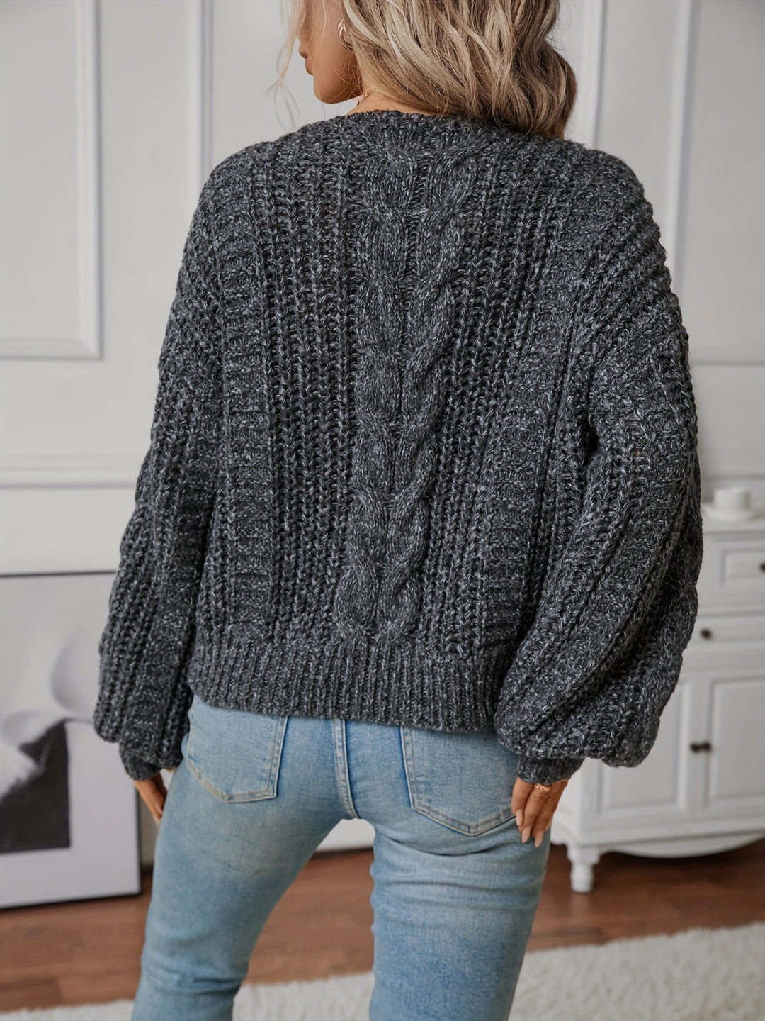 Cozy Cable-Knit V-Neck Sweater