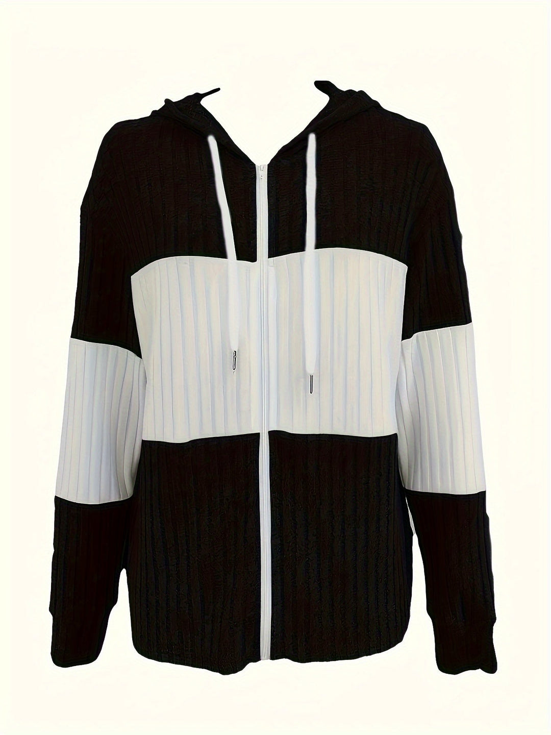 Cozy Color-Block Zip-Up Hoodie
