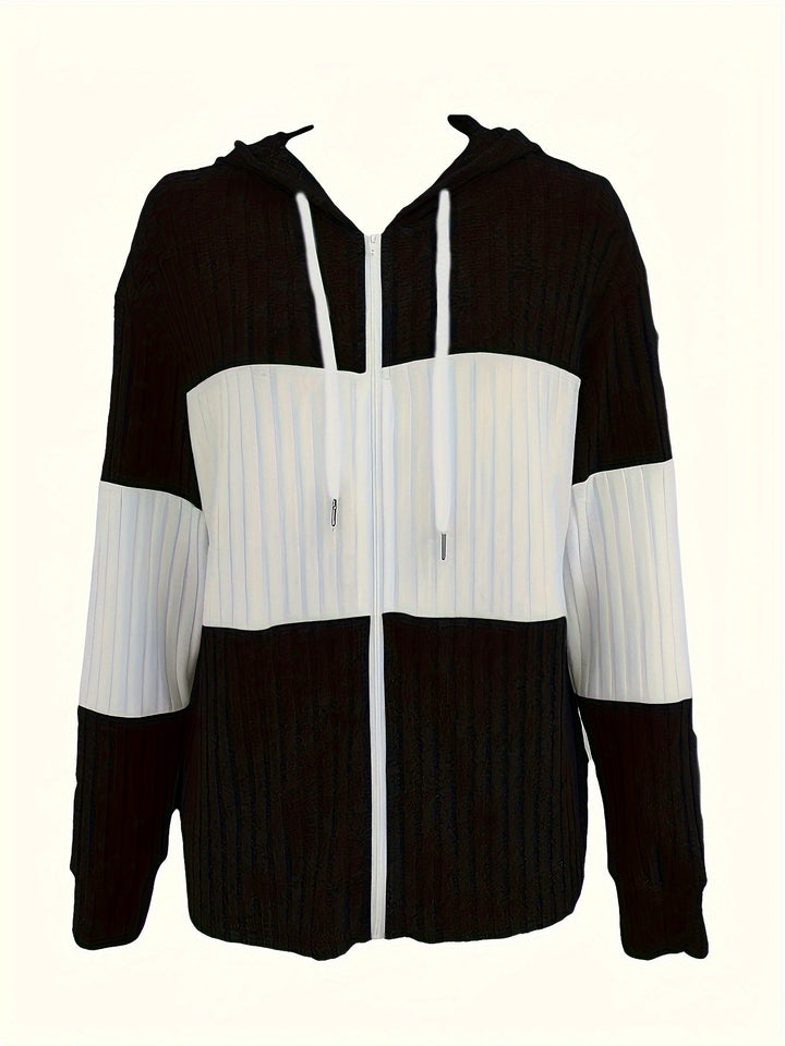 Cozy Color-Block Zip-Up Hoodie