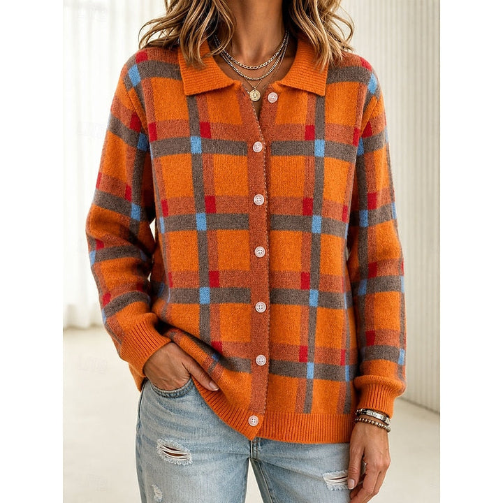 Classic Plaid Button Cardigan