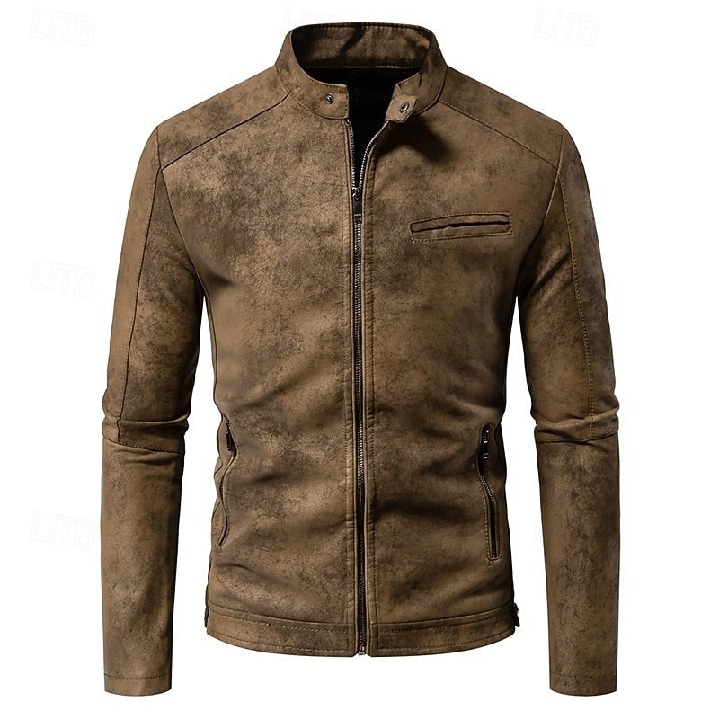 Classic Stand-Collar Biker Jacket