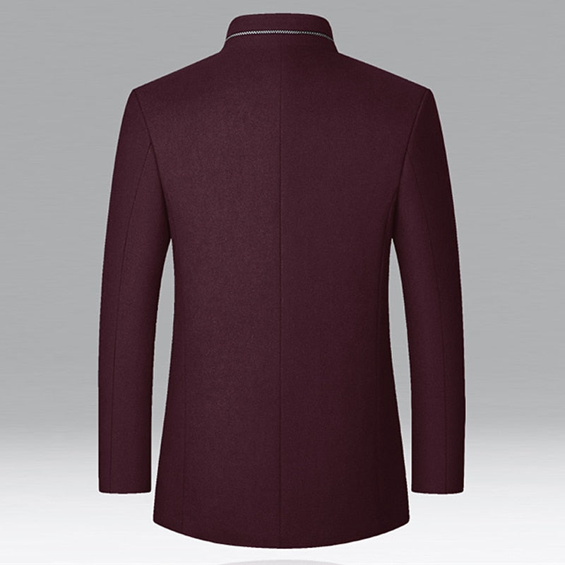 Refined Stand-Collar Overcoat