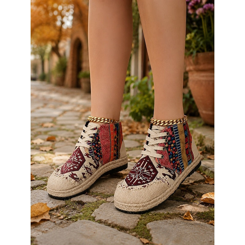 Boho Patterned High-Top Sneakers