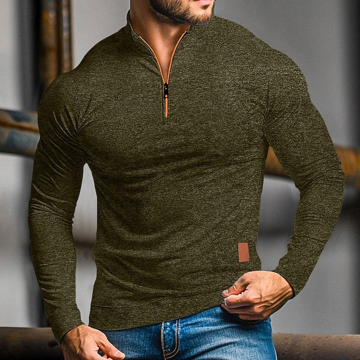 Quarter-Zip Long-Sleeve Polo Shirt