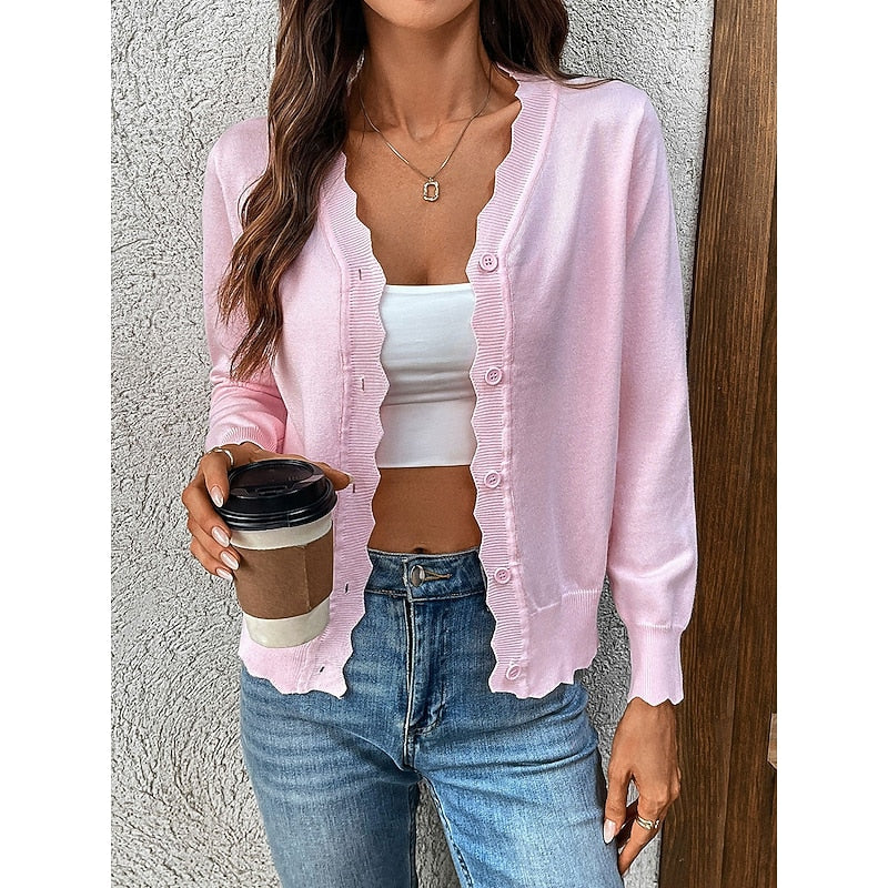 Scalloped Button-Front Cardigan