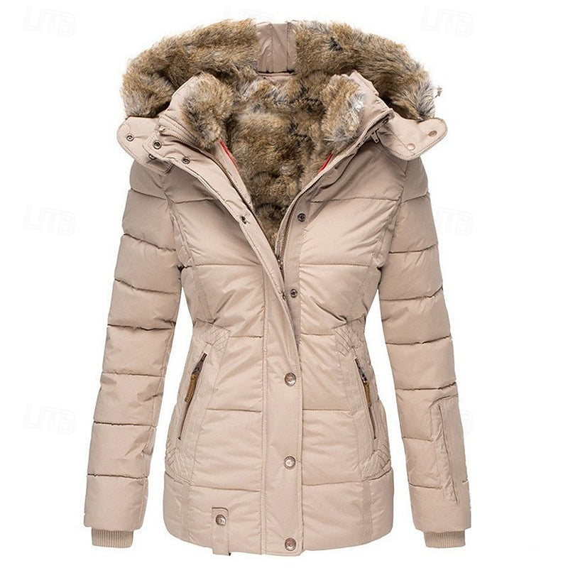 Fur-Trimmed Hooded Winter Jacket