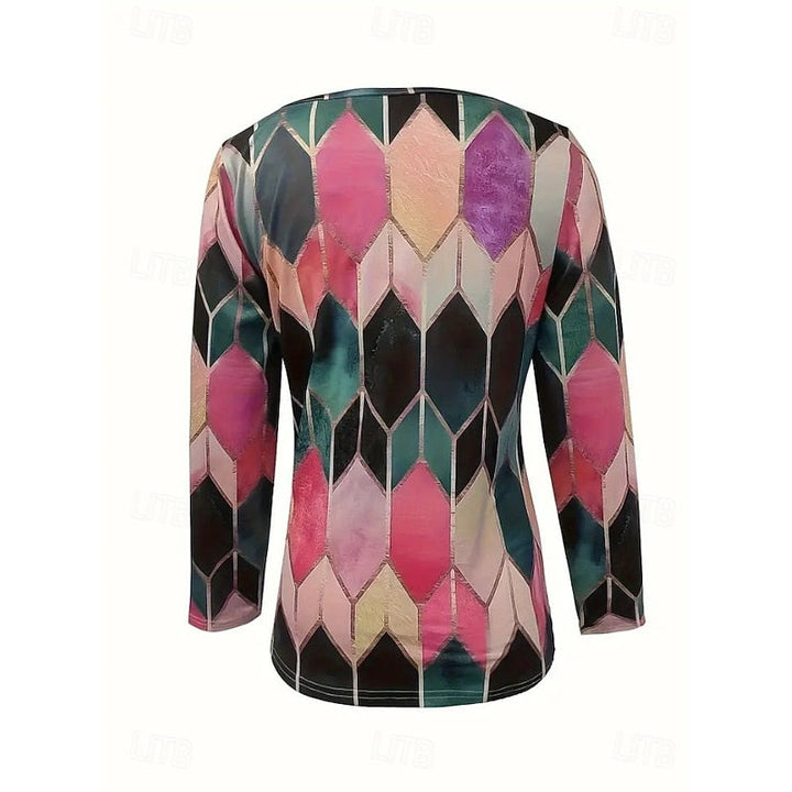Floral Quarter-Zip Long Sleeve Top