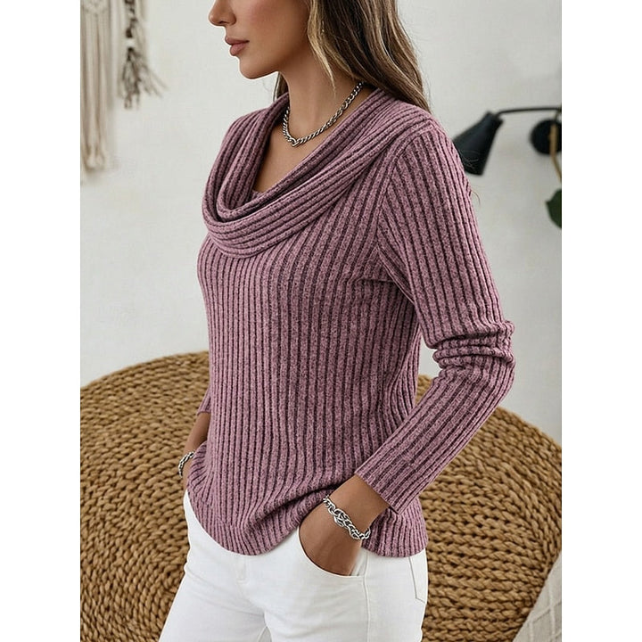 Cowl-Neck Ribbed Top