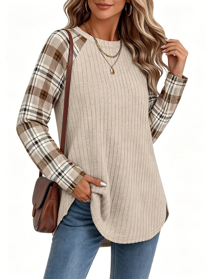 Relaxed Color-Block Long-Sleeve Top