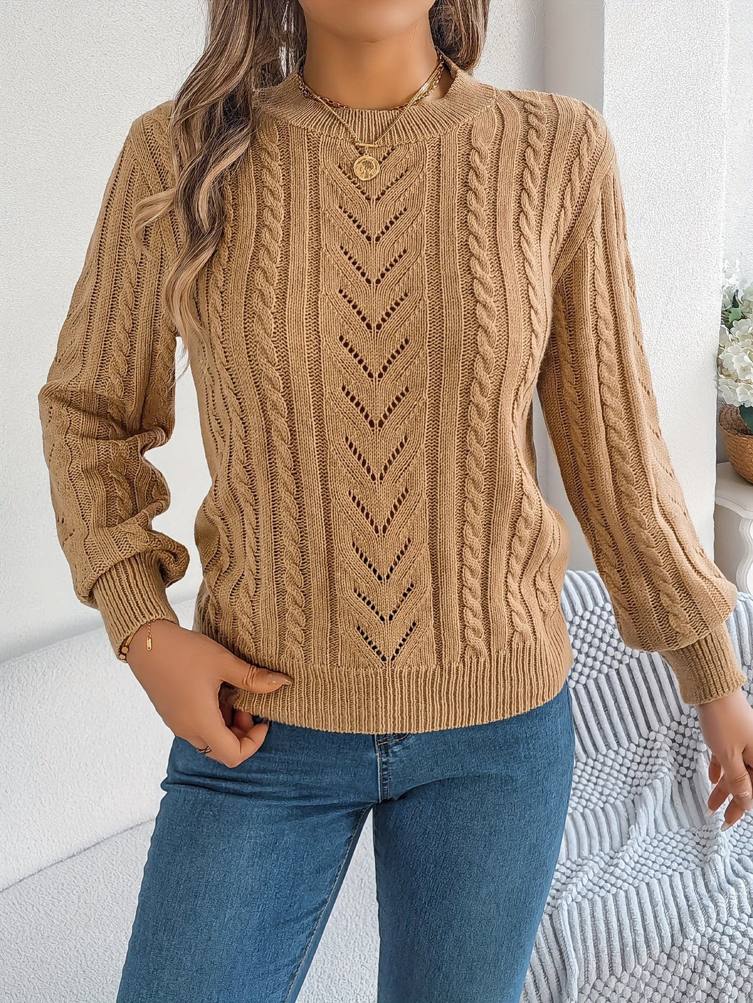 Cable-Knit Textured Sweater