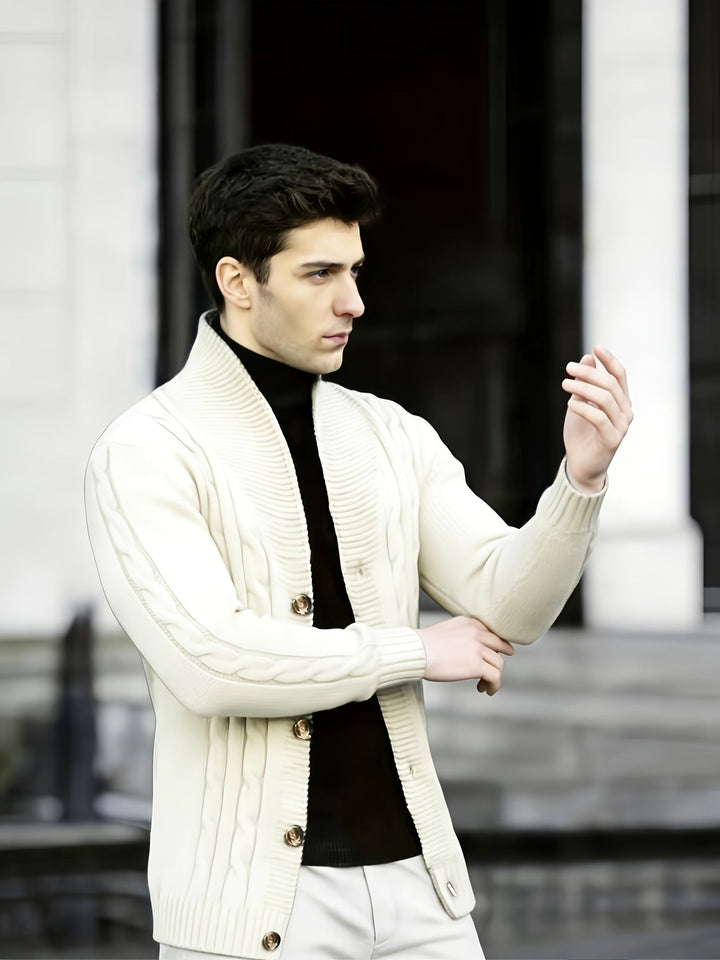 Cable-Knit Button Cardigan