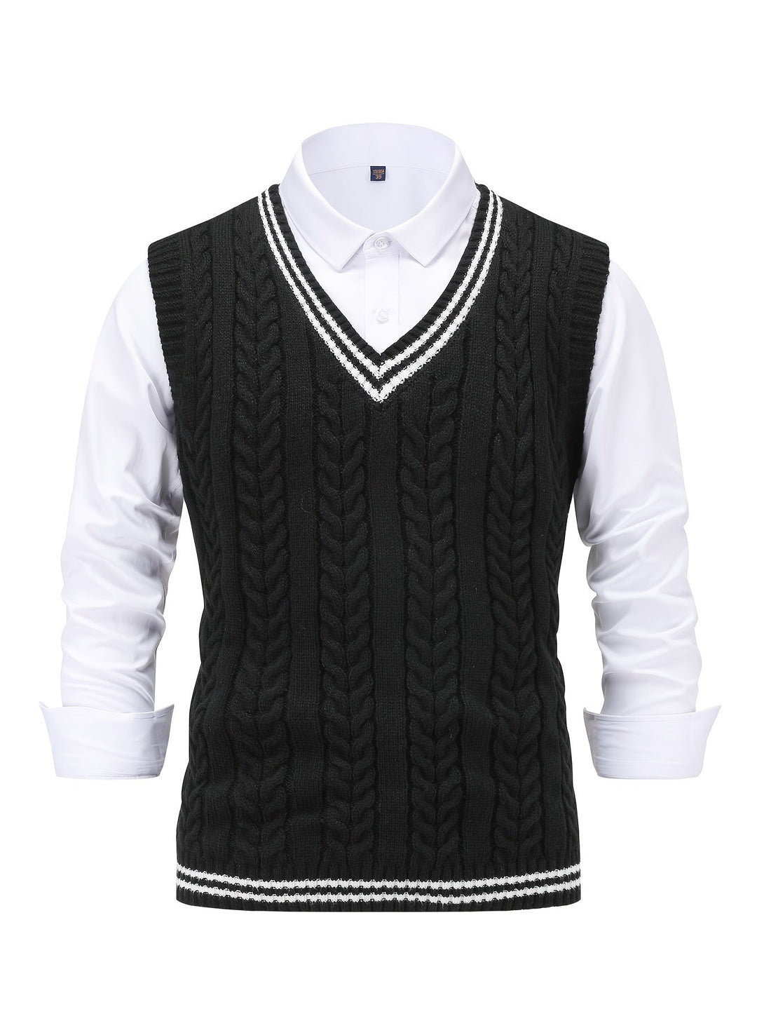 Cable-Knit V-Neck Sweater Vest