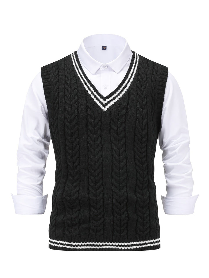 Cable-Knit V-Neck Sweater Vest