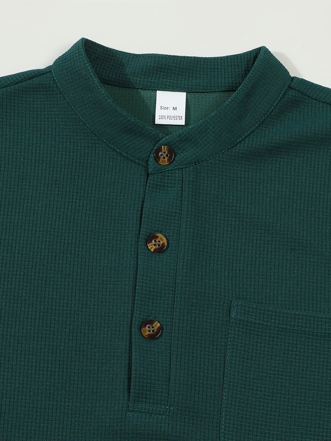 Textured Long Sleeve Henley Shirt