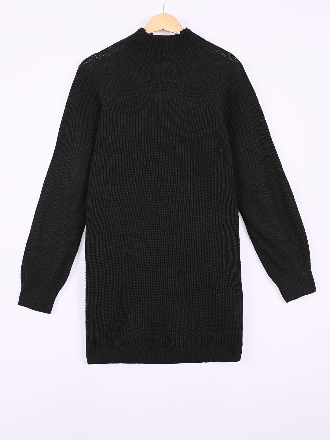 Relaxed Half-Turtleneck Sweater Dress