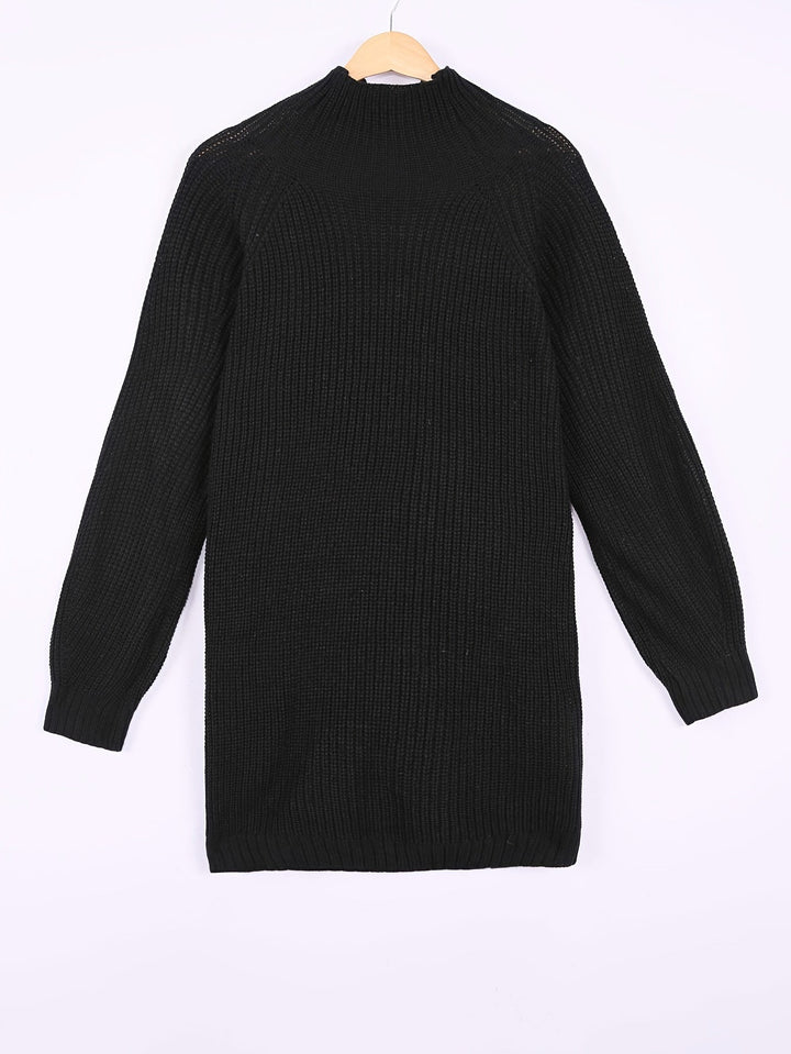 Relaxed Half-Turtleneck Sweater Dress