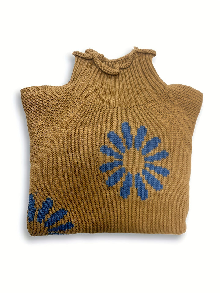 Blossom-Knit High Neck Sweater