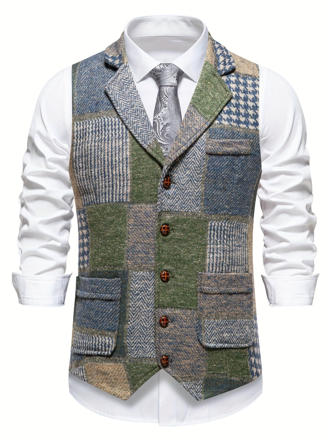 Patchwork Tailored Vest