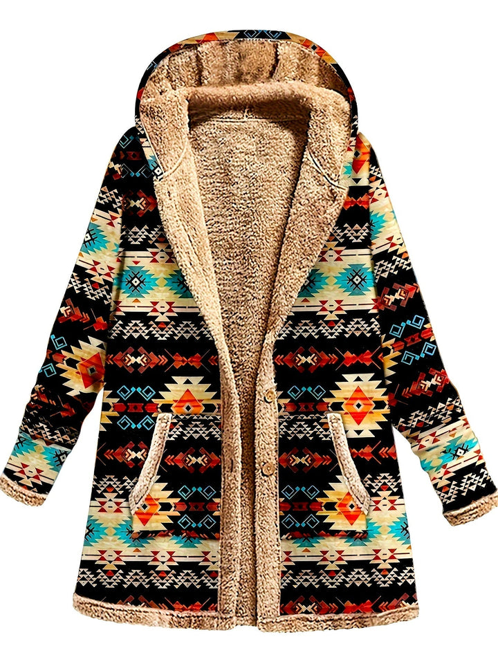 Cozy Patterned Hooded Coat