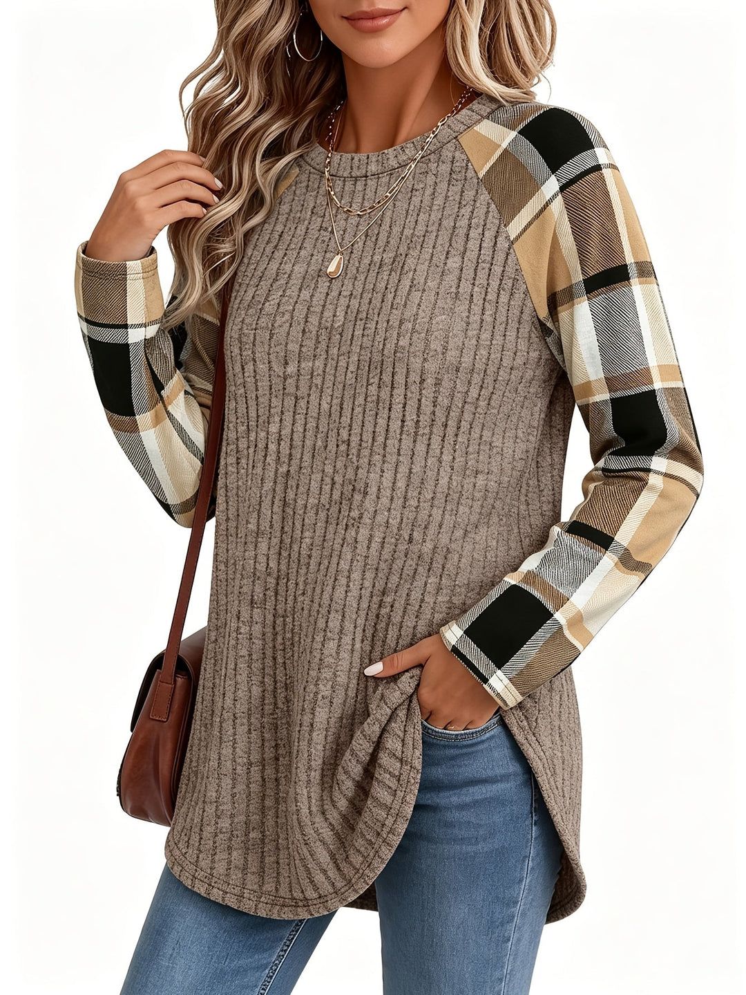 Relaxed Color-Block Long-Sleeve Top