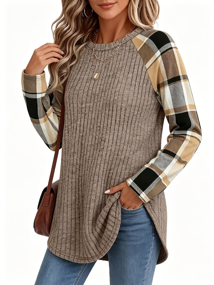 Relaxed Color-Block Long-Sleeve Top