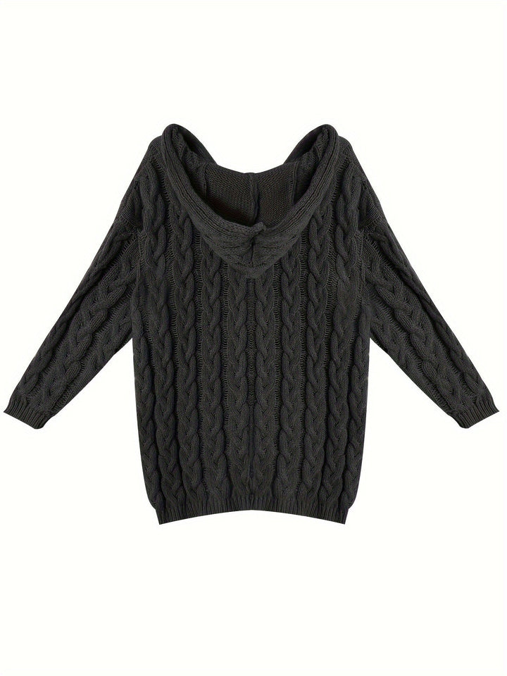 Relaxed Cable-Knit V-Neck Sweater