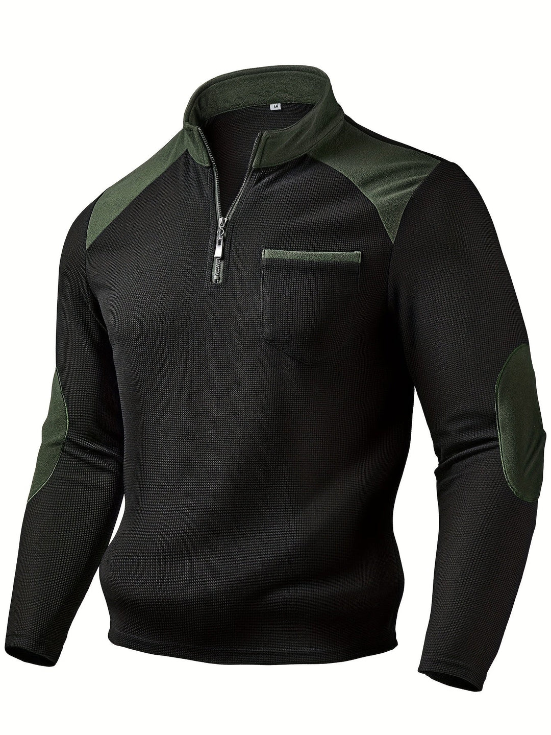 Textured Color-Block Quarter-Zip Sweater
