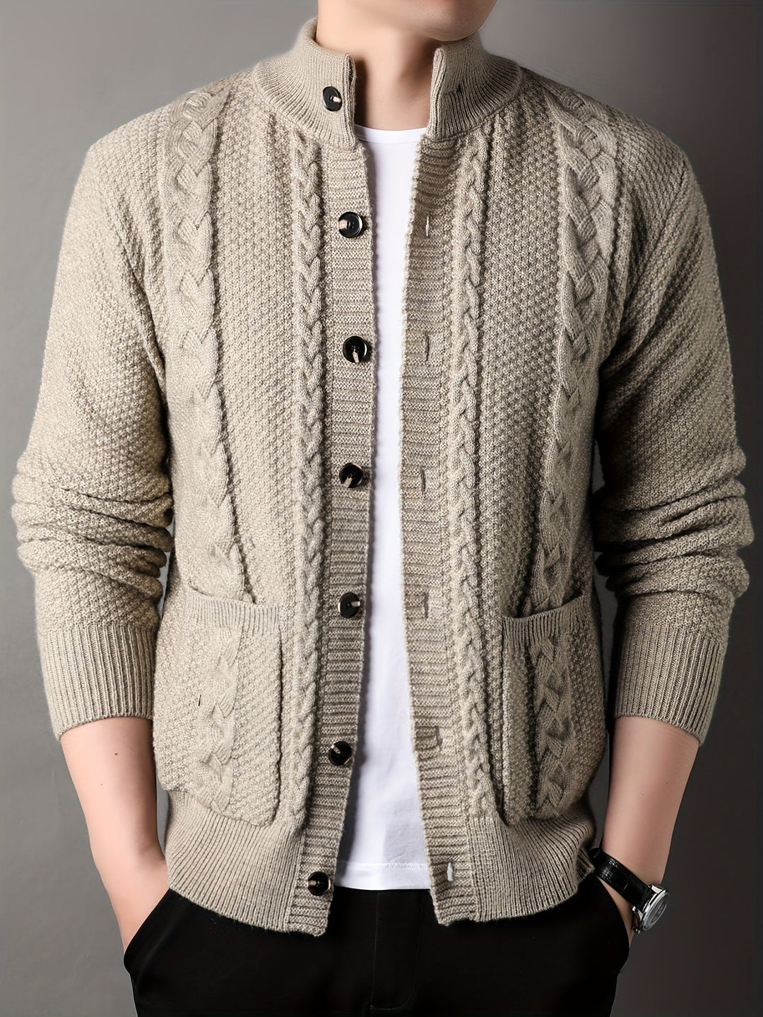 Textured Button-Front Cardigan