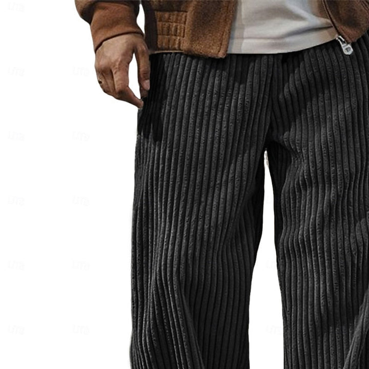 Relaxed Ribbed Wide-Leg Pants