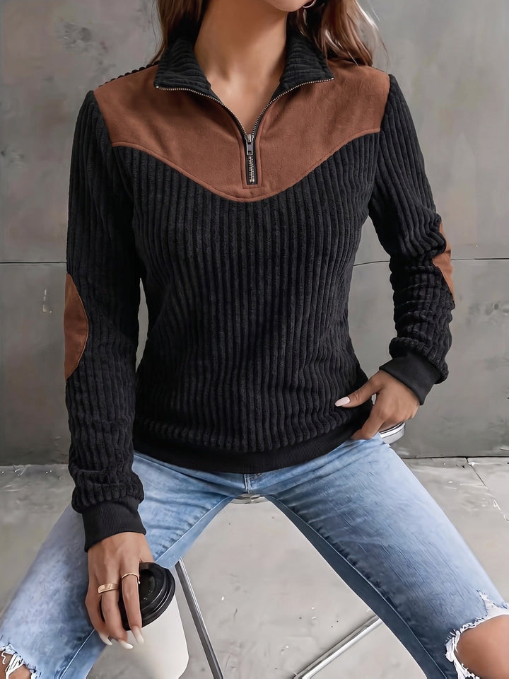 Ribbed Quarter-Zip Sweater