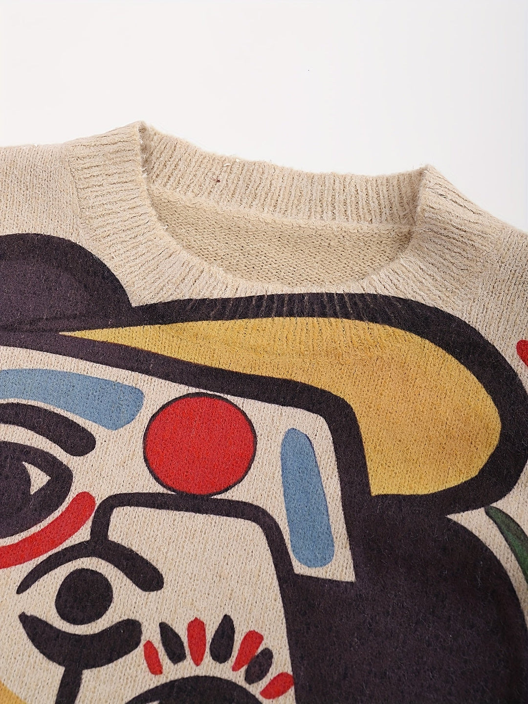 Artful Abstract Print Pullover Sweater