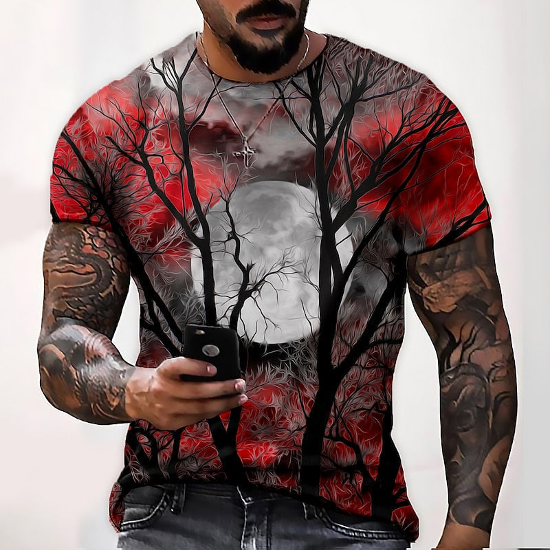 Halloween Moon Graphic Crew Neck T-Shirt