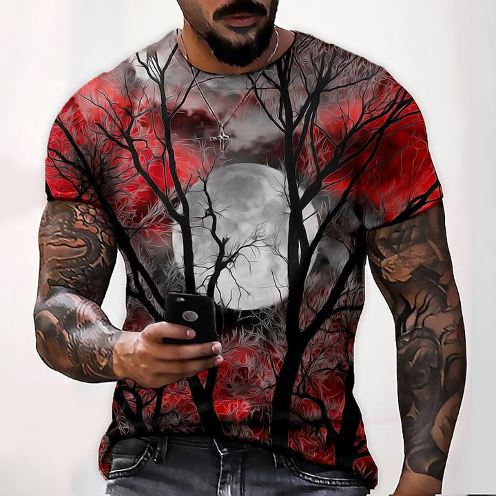 Halloween Moon Graphic Crew Neck T-Shirt