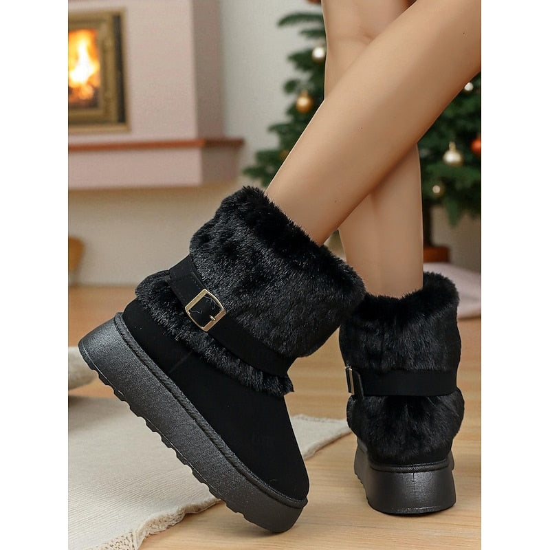 Cozy Fur-Trimmed Snow Boots