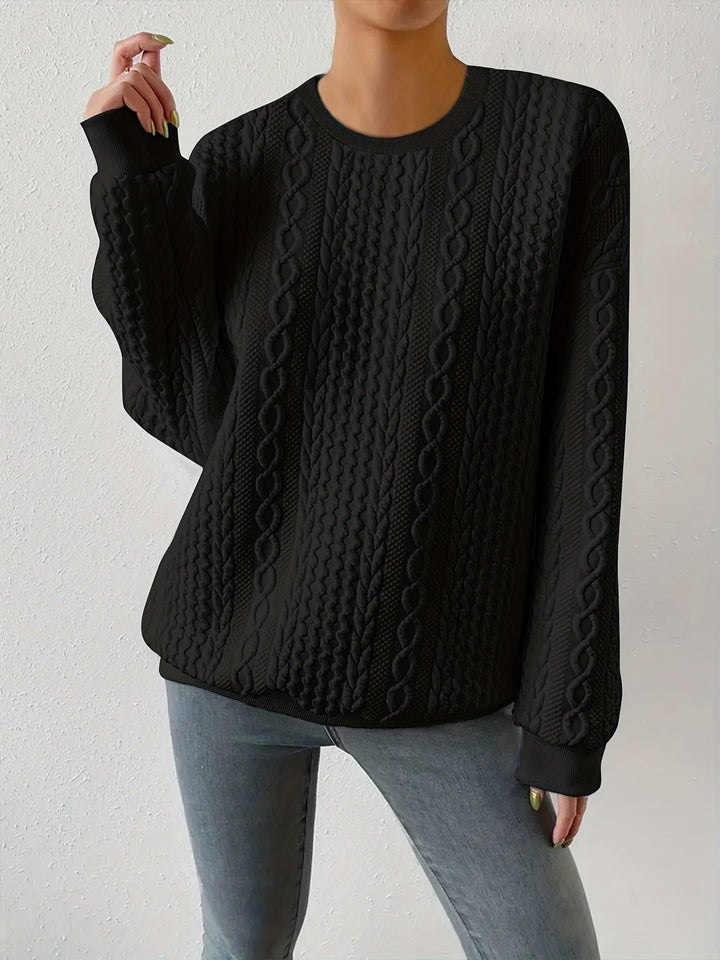 Textured Cable-Knit Sweatshirt